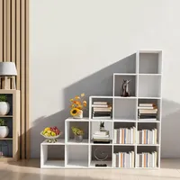 Treppenregal, Bücherregal Mit 15 Fächern, Regal Offen, Stufenregal, Raumteiler Regal, Standregal, Würfelregal, Leiterregal, Für Wohnzimmer, Schlafzimmer, Büro, 146 X 28 X 146 Cm