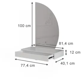 Vicco Schminktisch Sherry, Weiß Hochglanz, 81.4 cm mit LED-Spiegel