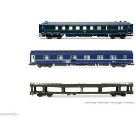 Jouef Autoreisezug WR (ex CIWL) SNCB + SNCF, WL T2 + DDm Autotransportwagen HJ4207 H0