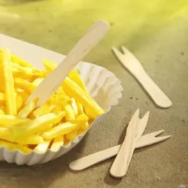 Papstar Pommes-Frites-Gabeln Holz 8,5 cm 50 St.