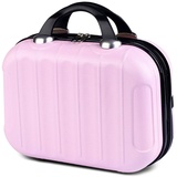 Balakaka Kosmetikkoffer Hartschale Damen,14 Zoll ABS Kosmetiktasche Schminkkoffer Kosmetikkoffer Reisetasche mit Handgriff und Reißverschluss, Beauty Case Hartschale für Reise Ausflug Helles Rosa