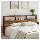 vidaXL Kopfteil mit Regal Altholz 220 x 17 x 102 cm Holzwerkstoff