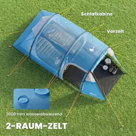 Outsunny Tunnelzelt 2-3 Personen Hellblau