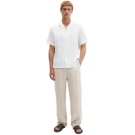 Marc O'Polo Kurzarmhemd "aus reinem Leinen", Herren, Gr. L, Normalgrößen, weiß, Obermaterial: 100% Leinen, unifarben, regular fit normal, normaler Saum, Hemden