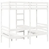 vidaXL Hochbett mit Schreibtisch & Stühlen Kiefer 90 x 200 cm weiß