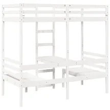vidaXL Hochbett mit Schreibtisch & Stühlen Kiefer 90 x 200 cm weiß