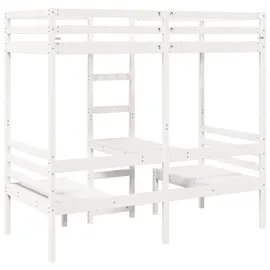 vidaXL Hochbett mit Schreibtisch & Stühlen Kiefer 90 x 200 cm weiß