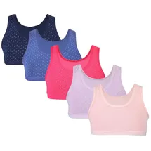 TupTam Mädchen Bustier mit Breiten Trägern 5er Pack, Farbe: Farbenmix 3, Größe: 146-152 - 146-152