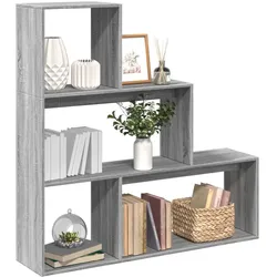 Raumteiler-Bücherregal 3 Stufen Grau Sonoma 123x29x123 cm