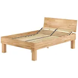 Erst-Holz Hohes Seniorenbett 140 x 220 cm Buche Massiv Doppelbett in Überlänge Modell 81 Federholzrahmen inkl.