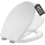 MEEJEE WC Sitz mit Absenkautomatik Oval, Toilettendeckel absenkautomatik, Klodeckel Weiß, Klobrille Soft Close, Toilettenbrille O, WC Deckel, Toilettensitz für Bad, Gäste-WC, Mietwohnung, Renovierung