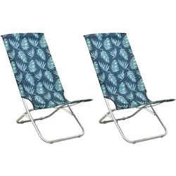 vidaXL Klappbare Strandstühle 2 Stk. Blattmuster Stoff