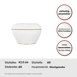 Kayoom 360 Living Hocker Contessa 110 weiß gold B/H/T: ca. 60x42,5x60 cm / weiß, gold),
