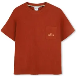 BOSS für Jungen. J52029 Braunes Kurzarm-T-Shirt (12años= 150cm), Lässig, Baumwolle, Kinderbekleidung