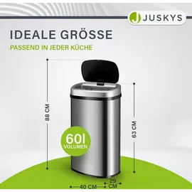 Juskys Automatik Mülleimer mit Sensor - Silber