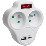 Maclean Brackets Steckdosenleiste 2x16A 2,4A Weiß 2 St.