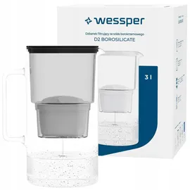 Wessper Wasserfilterkanne Glas schwarz 3L