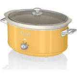 Swan SF17031YELNEU Slow Cooker 6,5L, Antihaft-Keramisches PFOA- und PTFE-freies, Vintage, Gelb, 320W