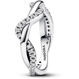 Pandora Timeless Funkelnde Verschlungene Welle Ring aus Sterling Silber mit Cubic Zirkonia, Größe 52,