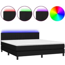 vidaXL Boxspringbett mit Matratze & LED Schwarz 180x200 cm Stoff