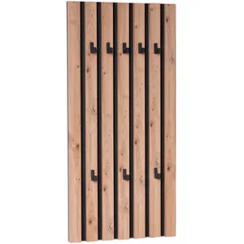M2 Kollektion Xora Wandgarderobe Schwarz, Eiche Artisan, 45x90x4 cm, Garderobe, Garderobenleisten & Garderobenhaken