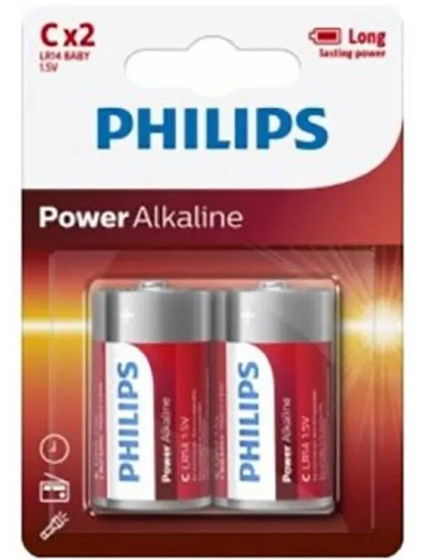 PHILIPS - POWER ALKALINE BATTERIE C LR14 BLISTER*2