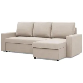 mebligo Ecksofa mit Schlaffunktion NEO, gerader Armlehne, Liegefläche: 200×140cm, Beige - Beige