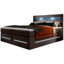 luxusbetten24 Boxspringbett Sevilla mit LED und Stauraum - 180x200 - Braun - H3 (70-100kg) - Luxusbetten24 - 2 Jahre Gewährleistung - mind. 14 Tage Rückgaberecht - Braun - 180x200