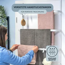 bremermann Tür-Hängeregal Tür-Handtuchhalter mit 4 praktischen Haken Weiß,