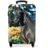 NoBoringSuitcases.com© Hartschalen-Trolley Pferd - Natur - Sonne - Tiere - Kinder 55x35x20cm, 4 Rollen, Kinder Koffer Klein, Trolley Handgepäck bunt 35 cm x 55 cm x 20 cm