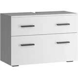 INOSIGN Waschbeckenunterschrank INOSIGN "Skara", weiß, B:80cm H:55cm T:35cm, Spanplatte, Schränke, Waschbeckenunterschrank, mit Klappe und Schubkasten, schwarze Griffe, Breite 80 cm, Höhe 55 cm