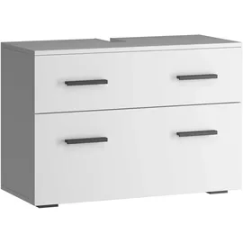 INOSIGN Waschbeckenunterschrank INOSIGN "Skara", weiß, B:80cm H:55cm T:35cm, Spanplatte, Schränke, Waschbeckenunterschrank, mit Klappe und Schubkasten, schwarze Griffe, Breite 80 cm, Höhe 55 cm