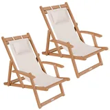 Juskys Sonnenliege Tavira 110 x 60 x 110 cm creme 2 St.