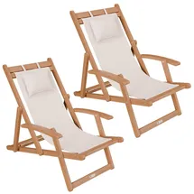 Juskys Sonnenliege Tavira 110 x 60 x 110 cm creme 2 St.