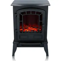 Classic Fire Torino Elektrokamin mit Heizung – Elektroheizung 2000W - Kaminofen mit Heizung, Schalttafel und Timer - Elektroherd mit LED-Flammen ... - Schwarz