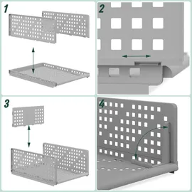 Relaxdays Schrank Organizer 3er Set stapelbare Aufbewahrungsboxen 24,5 x 33,5 x 43,5 cm grau