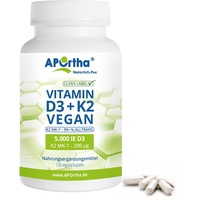 APOrtha® Veganes Vitamin D3 5.000 IE + K2 Mk-7 Cyclo® 200 μg - Kapseln 120 St