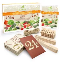 FLORTUS Saatgut Adventskalender Gemüse 2022 | Weihnachtskalender mit 24 Samensorten, Holzstecketiketten, Pflanzanleitung, Kordel und Holzklammern | Nachhaltiges Geschenk für Frauen und Männer