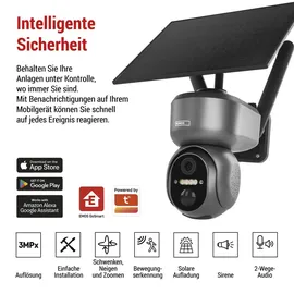 EMOS GoSmart Outdoor Überwachungskamera 3MP Rotierende IP Kamera 4G/LTE IP-6000, OWL, grau