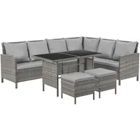 Svita Madison Rattan-Lounge Ecksofa grau