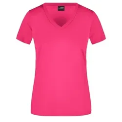 Damen Sportshirt mit V-Ausschnitt JN735, pink, Größe XXL - pink - XXL
