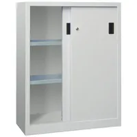 Pavoy Schiebetürenschrank Stahl 1200x1000x500 mm Silber 2 Böden verzinkt