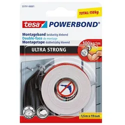 tesa Montageband POWERBOND 55791 doppelseitiges Klebeband 19,0 mm x 1,5 m, 1 Rolle