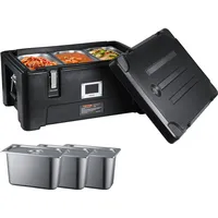Vevor Isolierter Thermobox Isolierbox Lebensmittelbehälterträger, 30 L für Catering, Tragbare LLDPE-Lebensmittelbehälterträger, Schwarz Frontlader-Speisewärmer für Restaurant, Kantine usw.