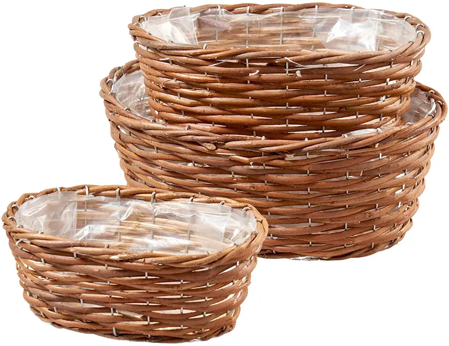 Korb S/3 23x14x9/28x20x11/33x25x13cm mit Folie  - natur