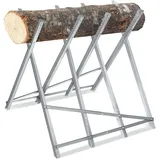 NAIZY Sägebock 82x80,5x79cm Klappbar Metall Holzsägebock Verzinkt Sägehilfe Sägegestell mit Achteckige Zahnsäge Kettensägebock für Kettensägen oder Handsägen, Silber