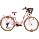 Goetze Mood Damenrad 28 Zoll, 7-Gang mit Korb, Rosa | Braun