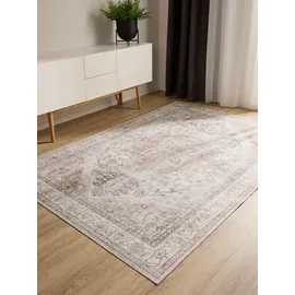 benuta Waschbarer Teppich George Rosa/Beige 80x150 cm Wohnzimmerteppich Schlafzimmer weich orientalisch Rechteckig - Rosa/Beige