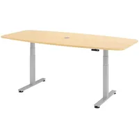 Bümö Konferenztisch, Ahorn, Silber, Nachbildung,Ahorn, Oval, 220x74x103 cm, FSC