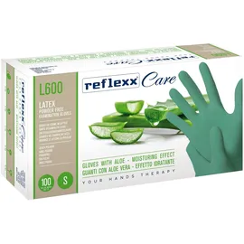 Wonder Grip Reflexx L600/M Einweghandschuhe aus Latex mit Aloe Vera, Grün, 100 Stück
